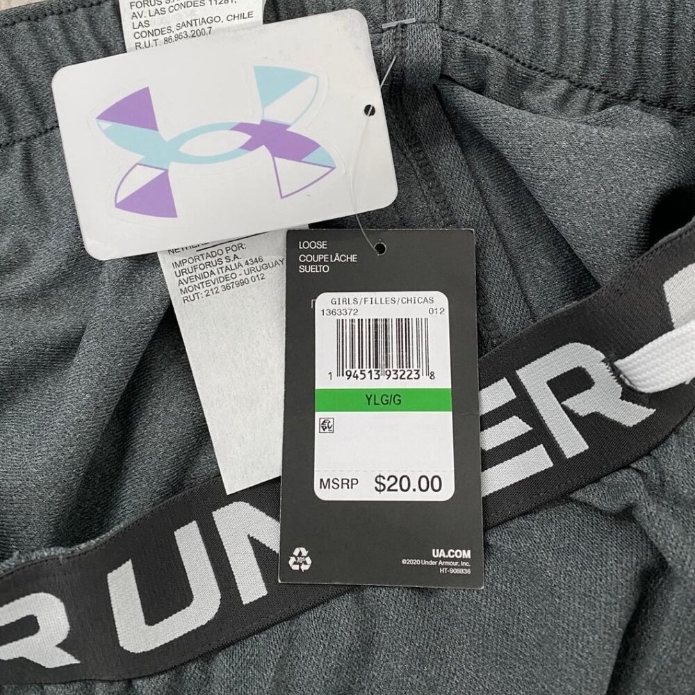 NWT Under Armour Heatgear Girl's Play Up Solid Shorts Color Steel Size Large - Picture 4 of 7